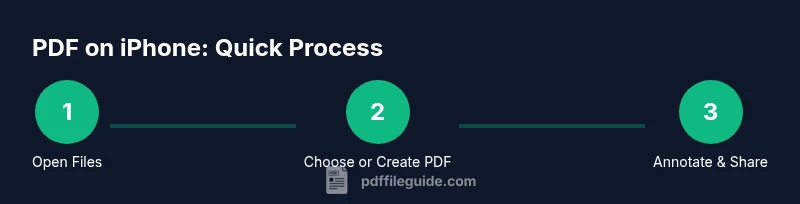 Process diagram showing steps to create and edit PDFs on iPhone