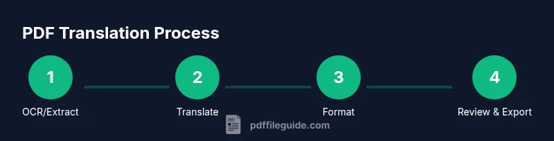 Process flow showing OCR, translation, formatting, and export steps