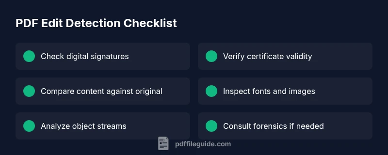 Checklist infographic for detecting PDF edits