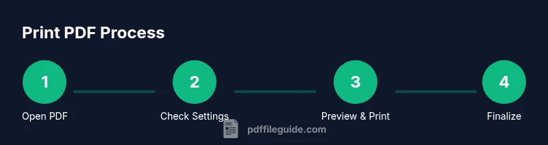Infographic showing four steps to print a PDF