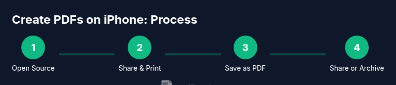 Process diagram showing steps to create PDFs on iPhone