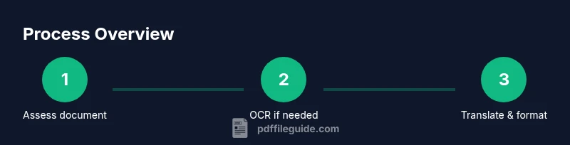 Infographic showing stages: assess, OCR, translate/format