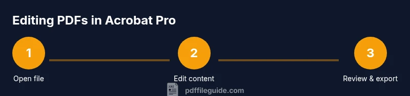 Process diagram showing three steps to edit PDFs in Acrobat Pro