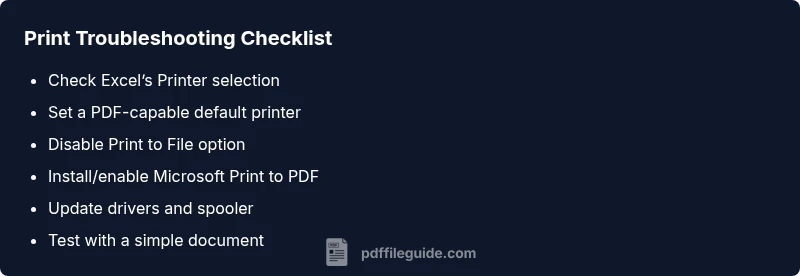Checklist for fixing Excel print-to-PDF issues