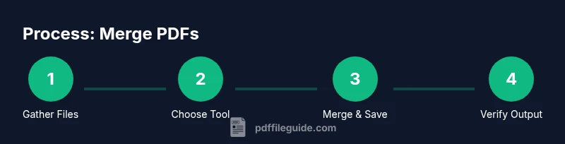 Process infographic showing merging PDFs steps