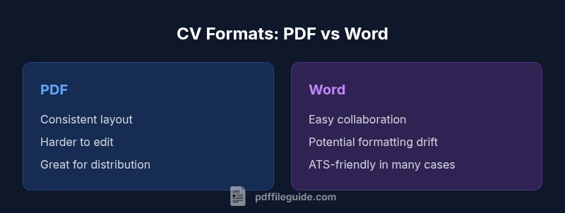 Comparison infographic for PDF vs Word CV formats