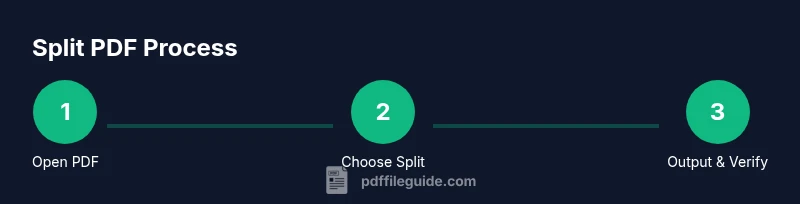 Process infographic showing steps to split a PDF in Acrobat Pro DC
