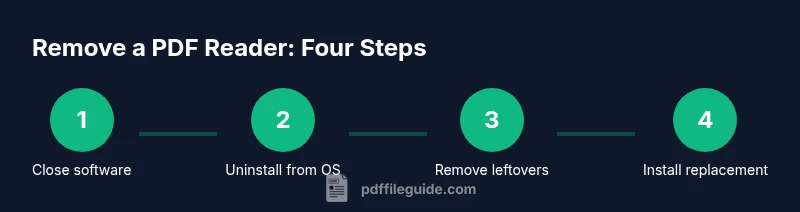 Process infographic showing steps to remove a PDF reader