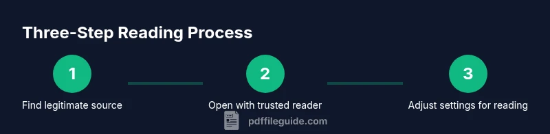 Process infographic showing how to legally read PDFs for free using libraries, open-access sources, and browser viewers