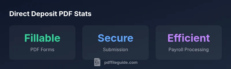 Three stat cards showing fillable PDFs, secure submission, efficient payroll processing