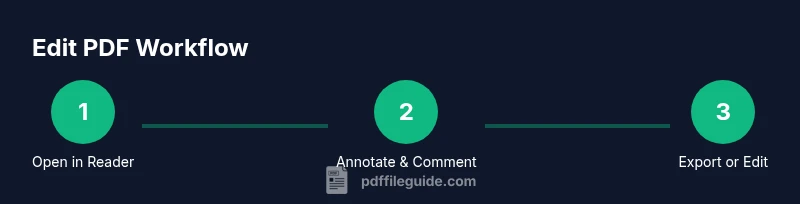 Three-step PDF editing workflow infographic