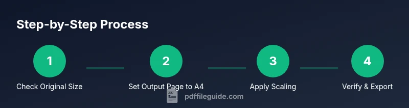 Process diagram showing steps to fit PDF to A4