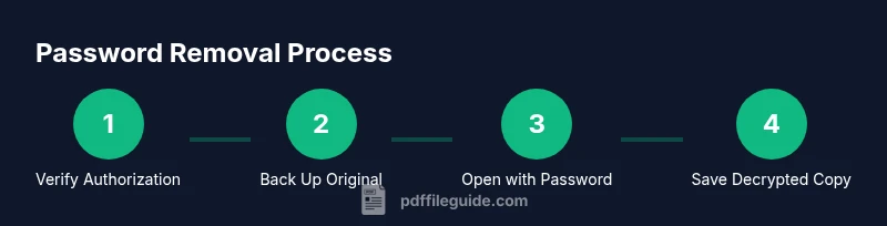 Process infographic showing steps to remove PDF password