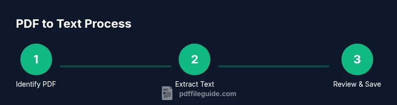 Infographic showing a three-step PDF to text conversion process