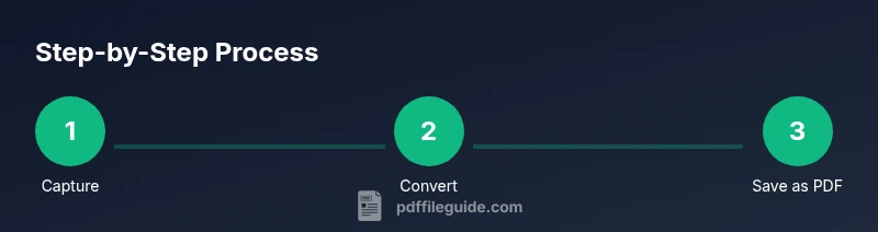 Three-step infographic showing capture, convert, and save as PDF