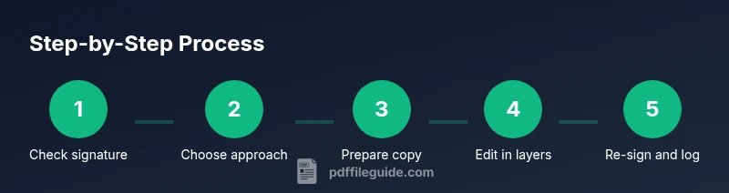 Process diagram showing steps to edit a signed PDF safely