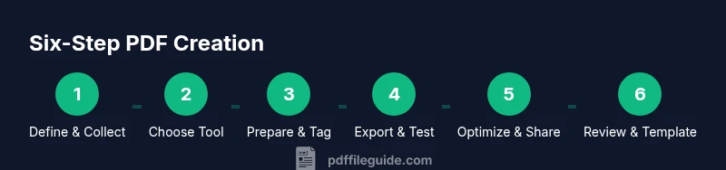 Process diagram showing six steps to create a PDF quickly