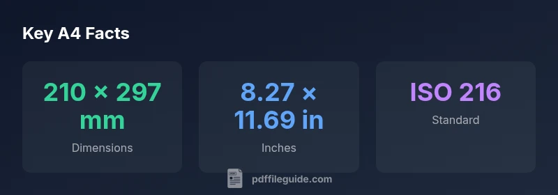Infographic showing A4 dimensions and ISO standard