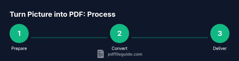 Process diagram showing steps to turn picture into PDF