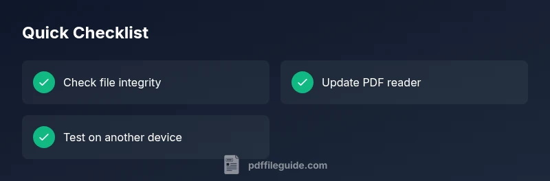 Checklist infographic for fixing PDF opening issues
