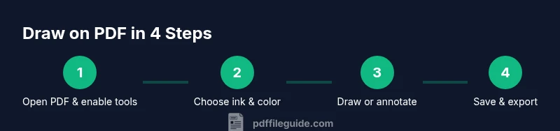 Process diagram showing four steps to draw on a PDF