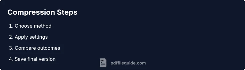 Process diagram showing steps to compress a PDF for free