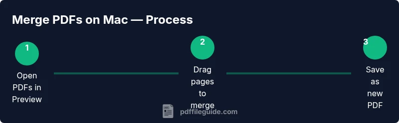 Sequence showing merging PDFs on Mac using Preview