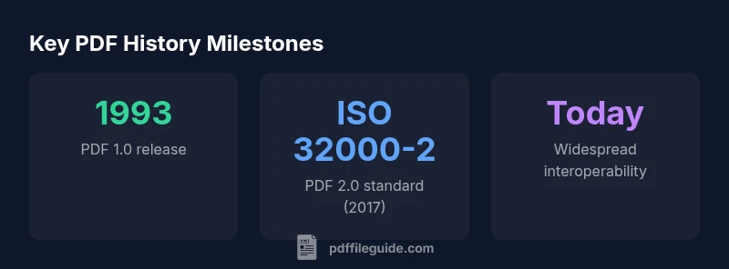 Timeline of PDF creation milestones from 1993 to present