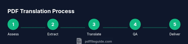 Process flow showing steps from assess to deliver in PDF translation
