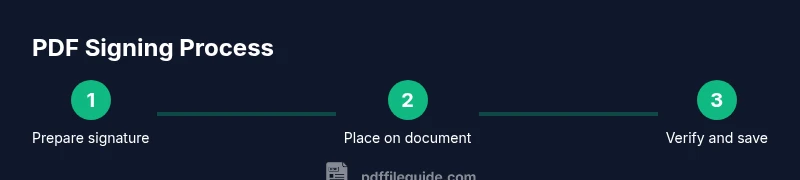 Illustration showing a person signing a PDF on a laptop with a checklist