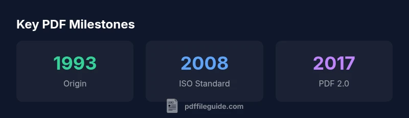 Timeline infographic of PDF milestones (1993, 2008, 2017)